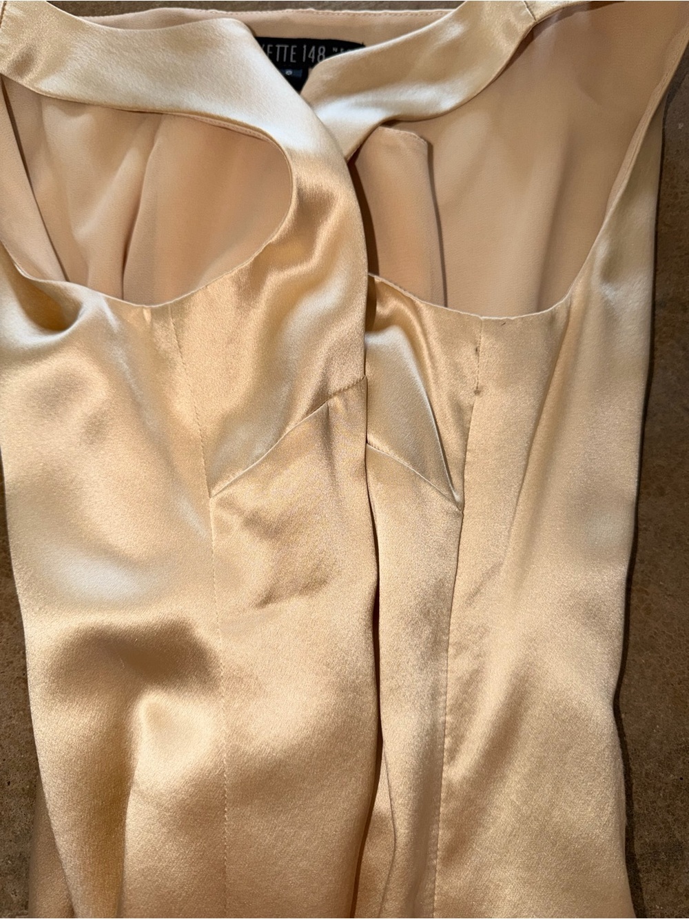Lafayette 148 New York Silk Satin Blouse Top Ivory Champagne Size 8 Shell Tank - Picture 4 of 13
